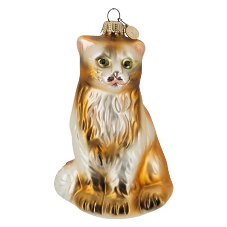 Krebs Glass Germany Fine Blown Glass Orange Cat Ornament