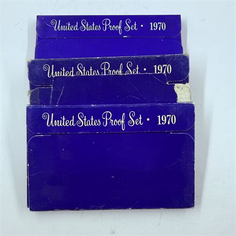 3x 1970 US Mint Proof Sets