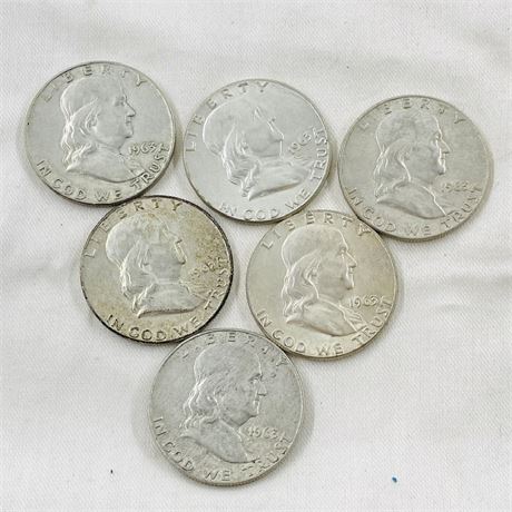 6 - 1963 Franklin Half Dollars