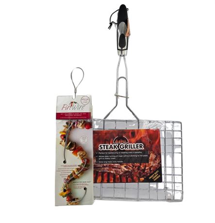 Grill items - Steak Basket & Flexible Kabob Wires