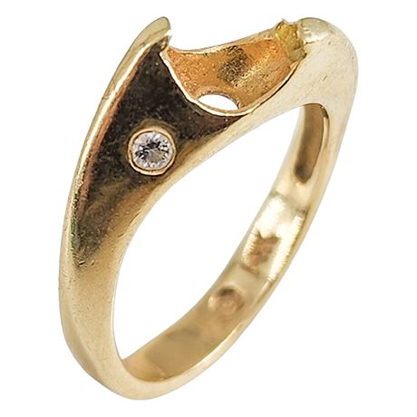 Vintage 14K Gold & Diamond Ring, Missing Center Stone, Sz 6.5
