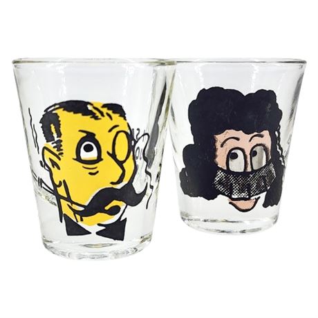 Vintage Roving Eye Shot Glass Pair