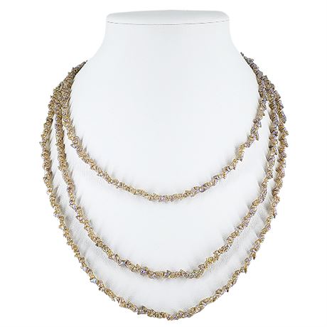 Antique Tasmanian Tiny Iridescent Maireener Shell 3-Strand Necklace
