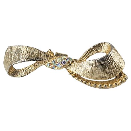 Vintage Aurora Borealis Rhinestone Bow Brooch