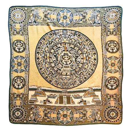 Vintage San Eduardo Aztec Mayan Calendar Large Woven Blanket