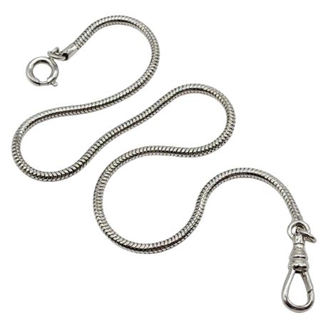 Vintage Silver Tone Snake Chain Pocket Watch Chain