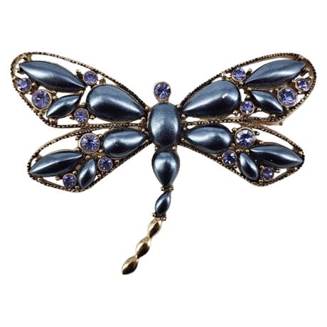 Signed Monet Large Dragonfly Brooch