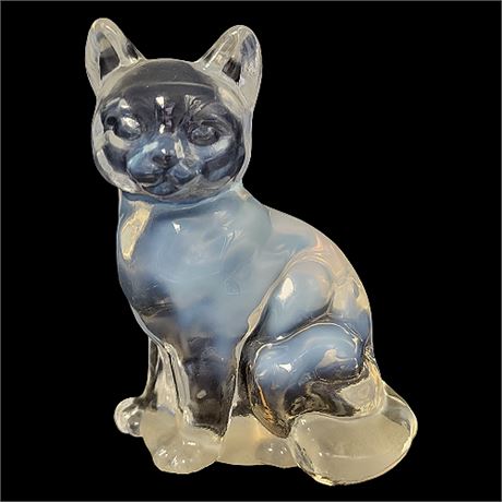 Fenton Sitting Cat Figurine in French Opalesce Clear