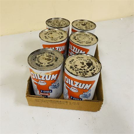 6 NOS Oilzum Quart Cans