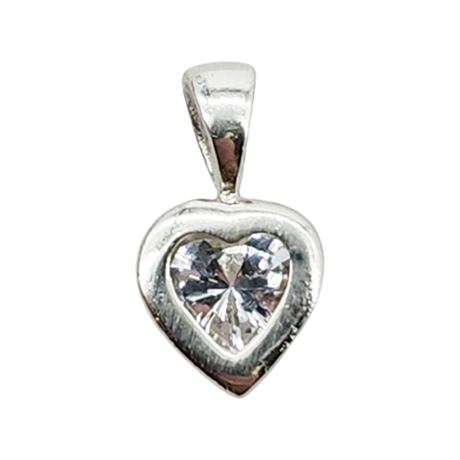 Vintage Sterling Silver CZ Heart Pendant