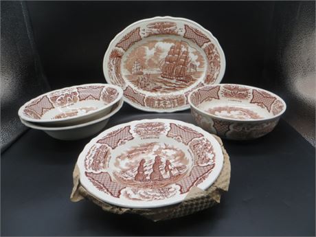 Fair Winds China Platter 2 Veg. Bowls 2 Soup 1 Med. Bowl NIB