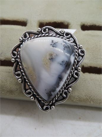 New Banded Onyx German Silver Ring Large Stone Size 8