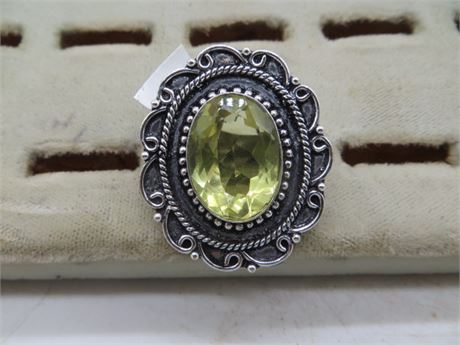 New Lemon Quartz German Silver Ring Size 6