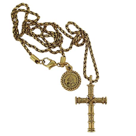 Vatican Library Collection Gold Tone CROSS Necklace