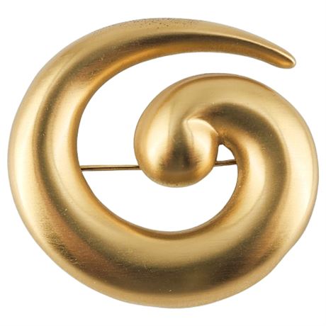 Vintage MONET Matte Gold Tone Stylized Swirl Brooch