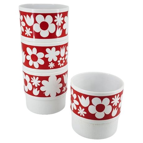 Vintage Plastic Flower Power Stackable Cups