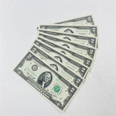 8 Consecutive 1976 $2 Bills