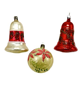 Vtg Marathon Franke Co Handpainted W. German Ornaments in Box