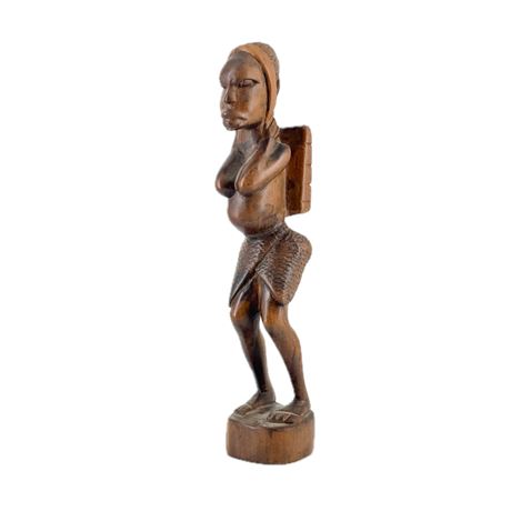 Vintage Hand Carved African Woman Figural Art