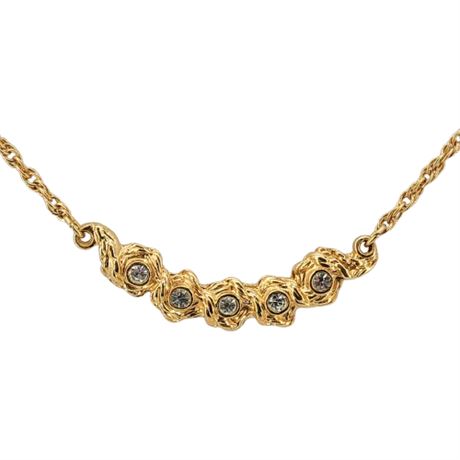 Vintage 1990 AVON "Braided Sparkle" Gold Tone Rhinestone Necklace