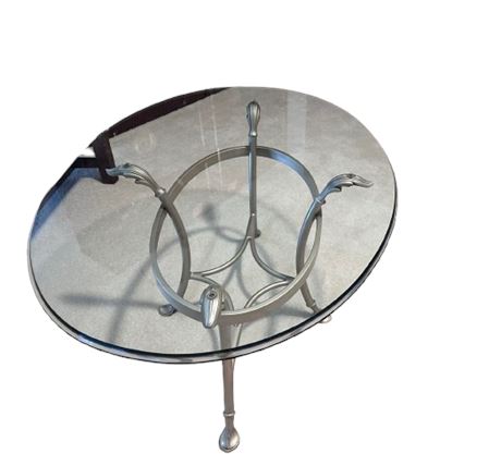 Glass Coffee Table with Metal Legs