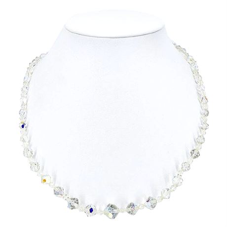 Vintage Faceted Aurora Borealis Crystal Beaded Necklace