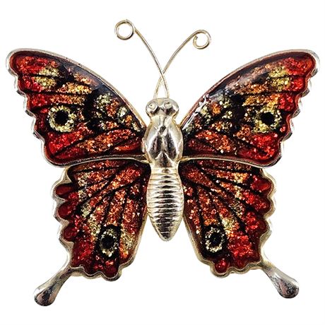 Signed Vintage Interpur Glitter Butterfly Brooch