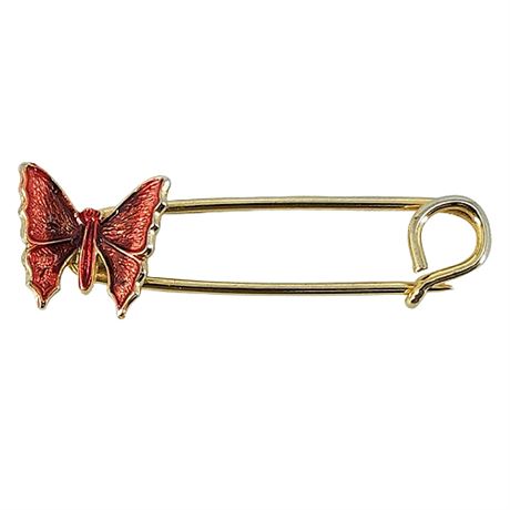 Vintage Enamel Butterfly Safety Pin Brooch