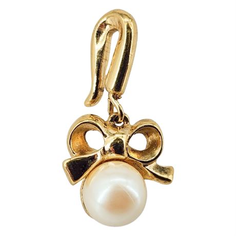 Vintage Faux Pearl & Bow Hook Pendant