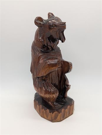 Vintage Wooden Bear Hand Carved Sculpture Brown Bear Grizzly 10.25" Tall