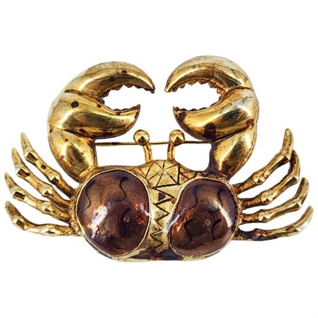 Large Vintage Crab Cancer Zodiac Brooch