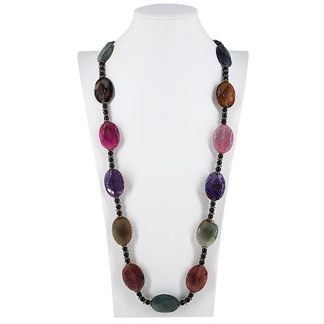Artisan Made Chunky Dragon Vein Agate Bead Necklace