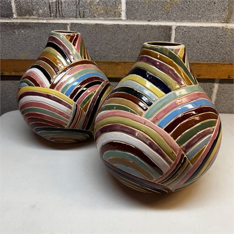 Pair of Decorative Multicolor Vases