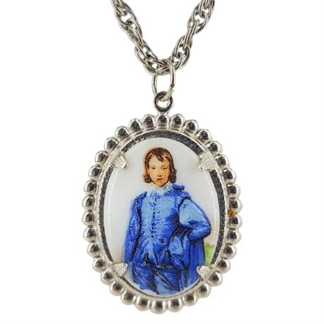 Vintage Blue Boy Pendant Necklace
