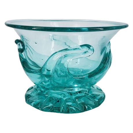 Signed Blown Glass Bowl Inspired by New Jersey Glass "Lily Pad"