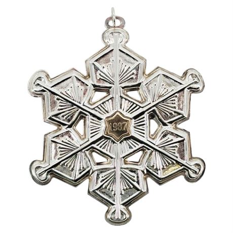 Vintage 1987 Gorham Sterling Silver Snowflake Ornament, 1 of 2