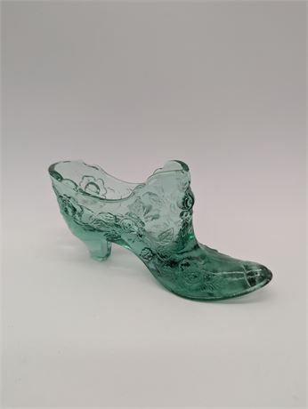 Light Green Rose Decorated Cowgirl Boot Shoe Glass Collection