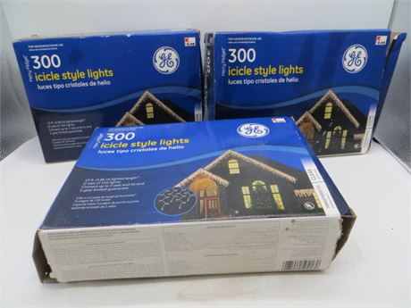 3 New Boxes GE Icicle Style Lights NIB