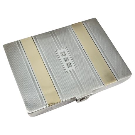 Vintage R. BLACKINTON CO. 14K Gold & Sterling Silver Mirrored Compact