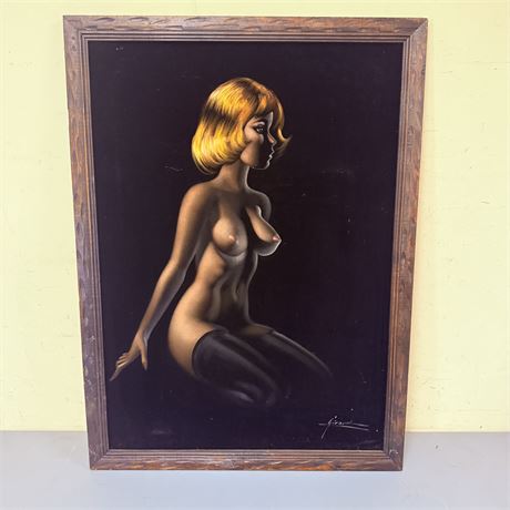 Midcentury Velvet Nude Painting