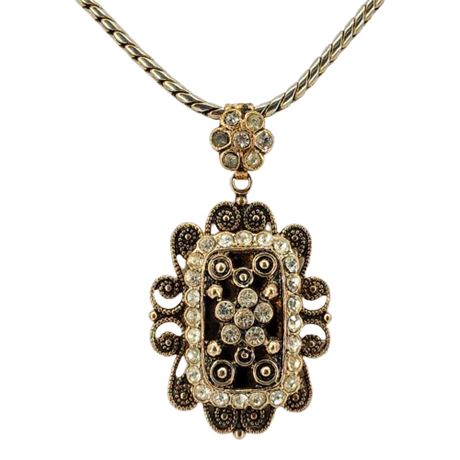 Vintage SARAH COVENTRY "Queen Victoria" Rhinestone Pendant Necklace
