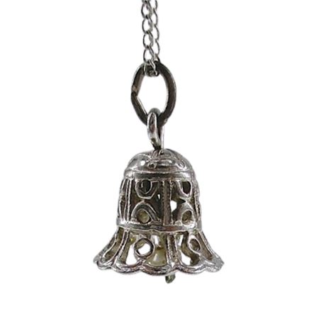 VTG Filligree Bell Charm on Sterling Silver Chain