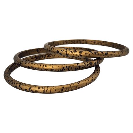 Three Vintage Speckled Gold Tone Bangle Bracelets