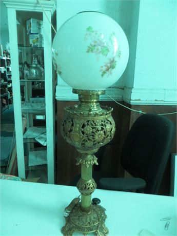 Antique Oil Banquet Lamp Converted - Electrified