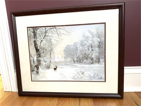 Framed Winter Scene Print 21" x 17.5"
