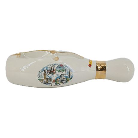 Ohio Bowling Pin Ashtray with Ohio Landmark Illustration