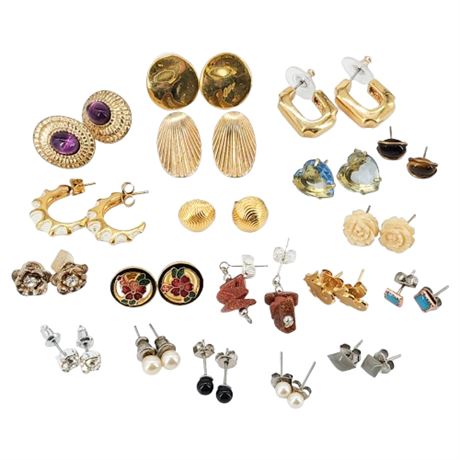 Nineteen Pairs Vintage Smaller Pierced Earrings