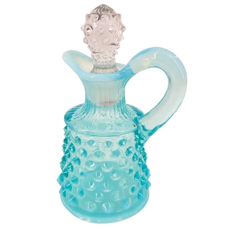 Vintage Fenton Blue Hobnail Oil Cruet with Stopper