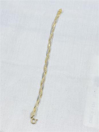 Vintage Italian 7” Weaved Herringbone Sterling Bracelet