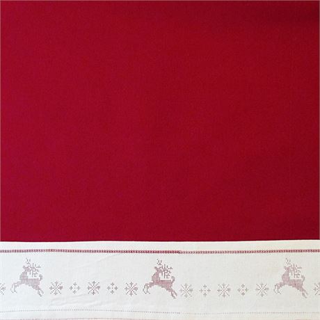 New Christmas Red Table Runner with Reindeer Border 96" x 20"